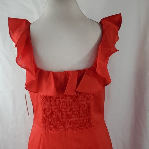 Cremieux  Cassie Red Ruffle Midi Dress Size 10 new with tags - Picture 6 of 10